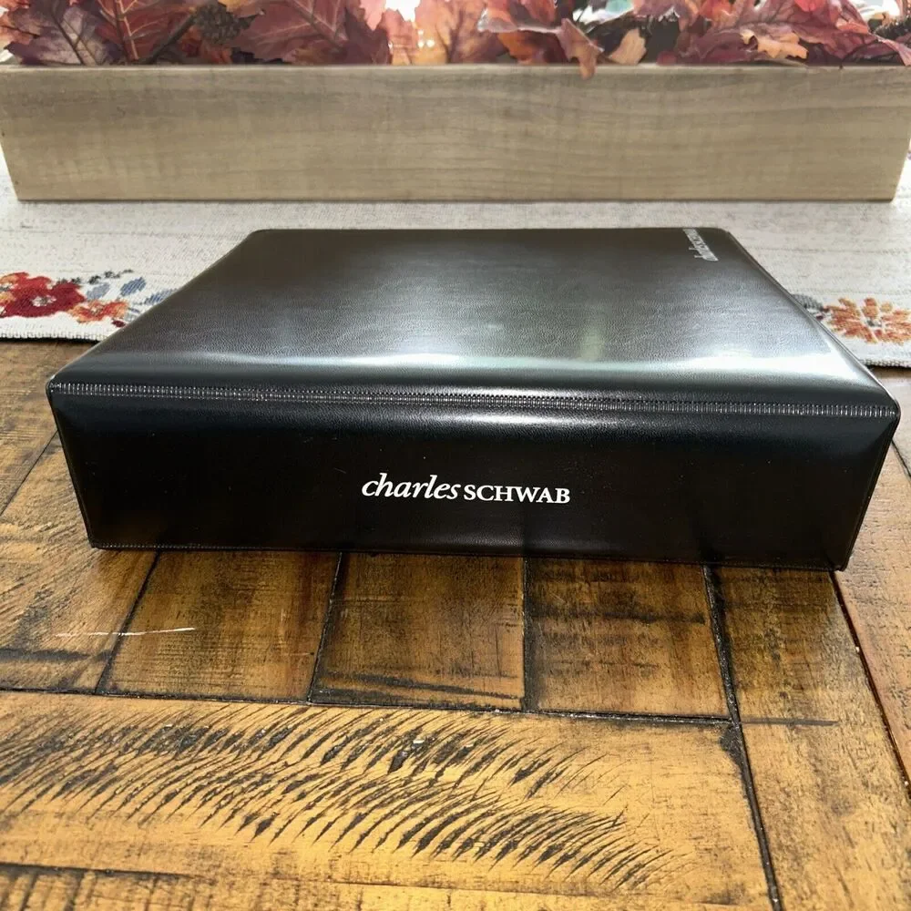 Charles Schwab Faux Leather 3 Inch Binder Pre-owned Black Rare